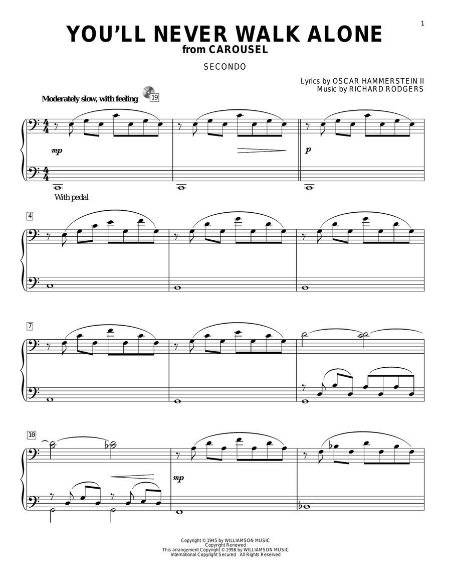 You'll Never Walk Alone (from Carousel) Piano Duet scores gallery preview page 1