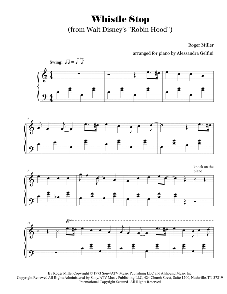 Whistle Stop by Roger Miller Easy Piano Digital Sheet Music Sheet Music Plus