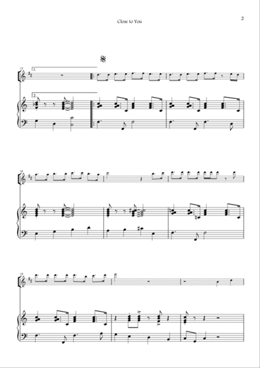 Close To You Tenor Saxophone scores gallery preview page 2