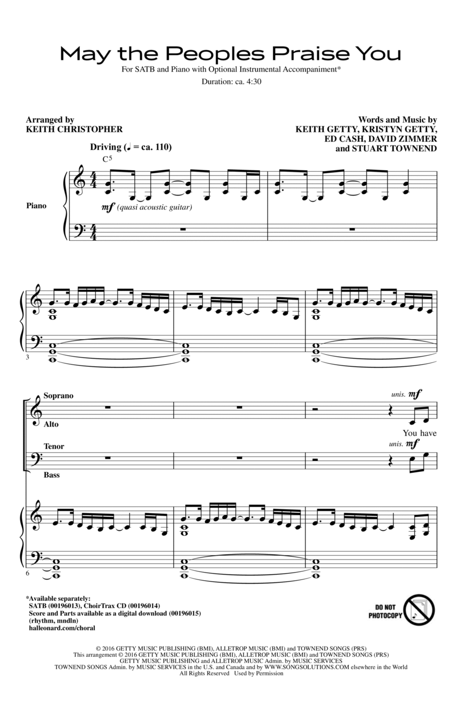 May The Peoples Praise You 4-Part scores gallery preview page 1