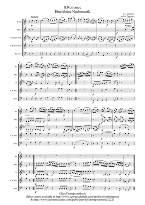 Book cover for Mozart: Serenade No.13 in G "Eine Kleine Nachtmusik" K.525 Mvt.II Romance - wind quintet