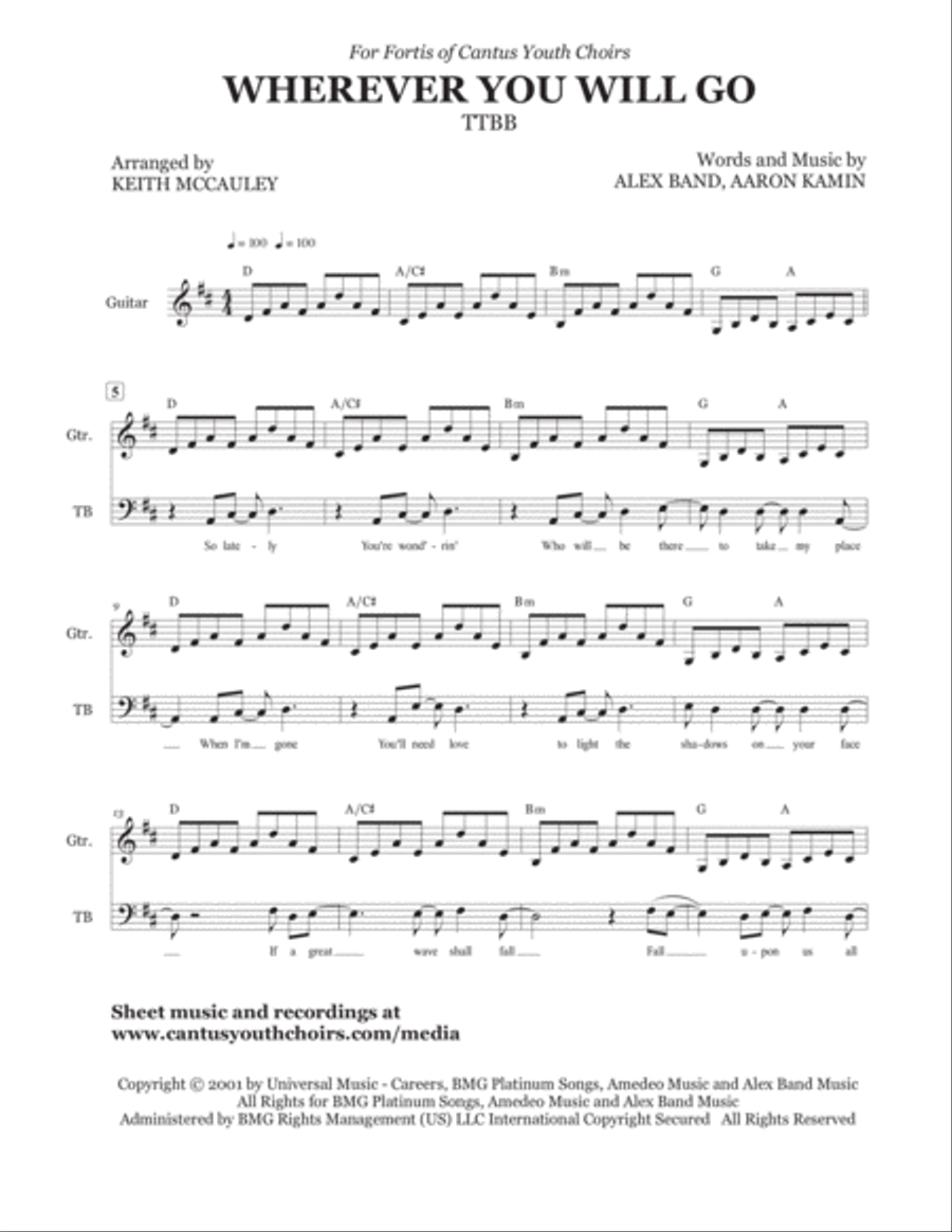 Wherever You Will Go TTBB scores gallery preview page 2