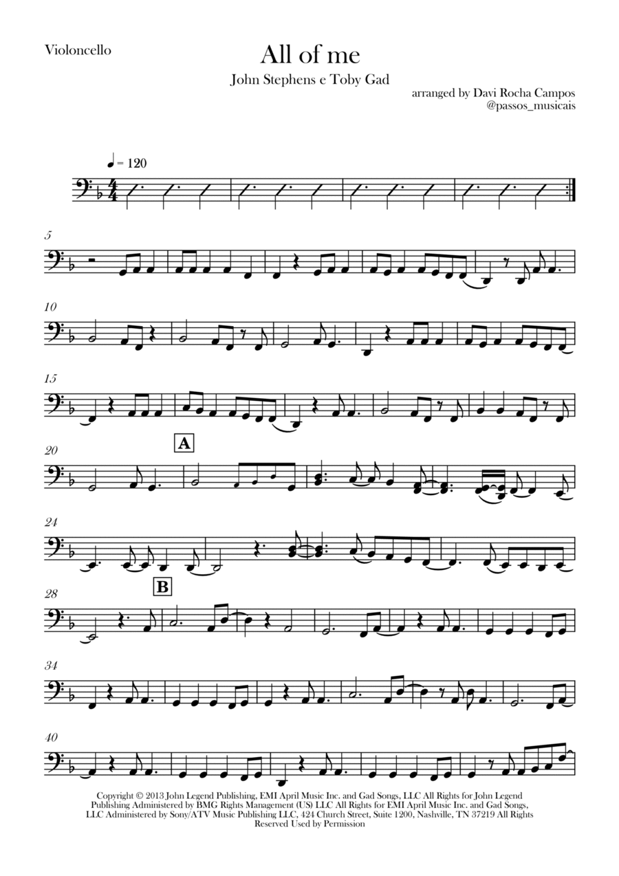 All Of Me Cello Solo scores gallery preview page 1