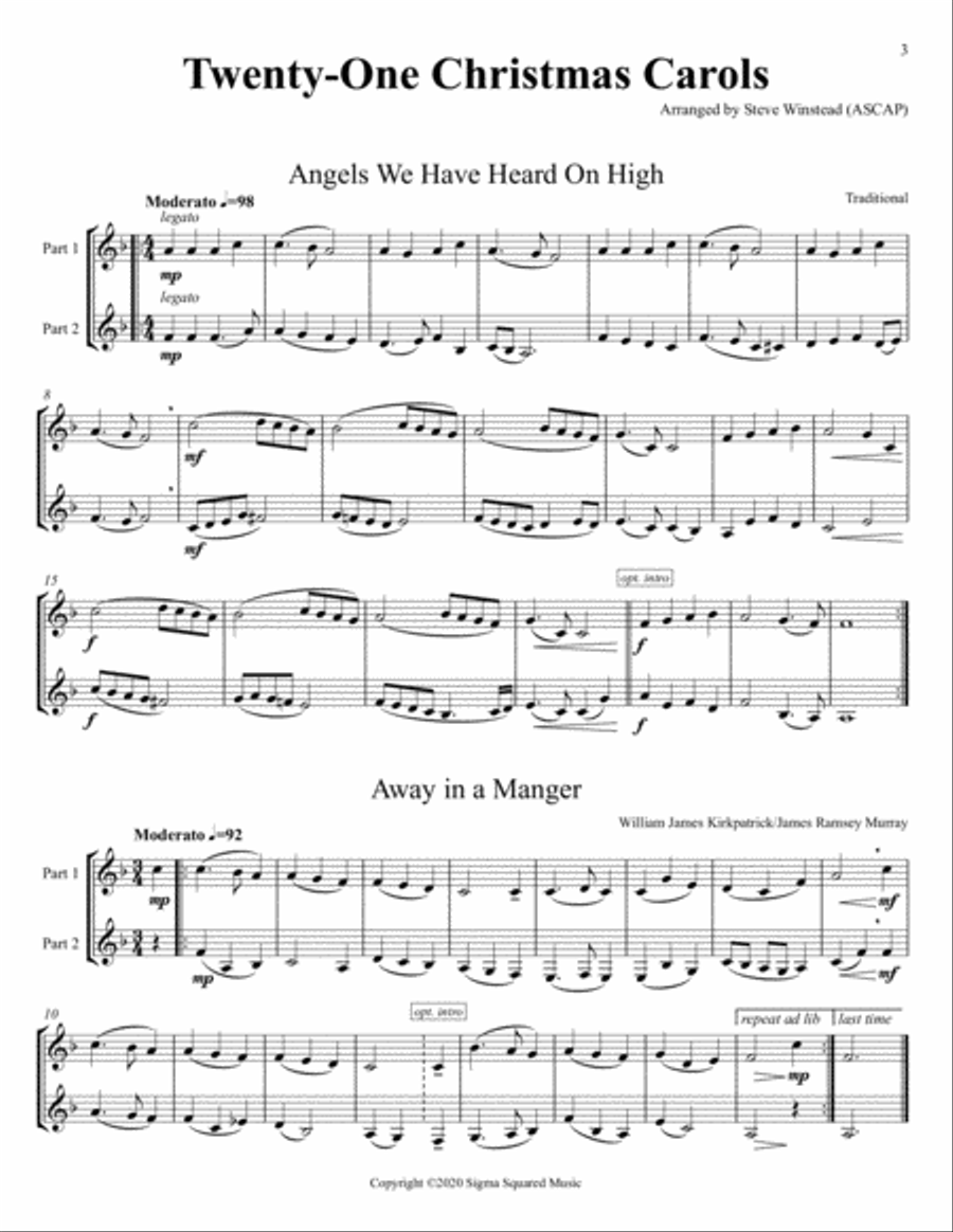 Twenty-One Christmas Carols for Flexible Brass Duet - F Horn Brass Duet scores gallery preview page 3
