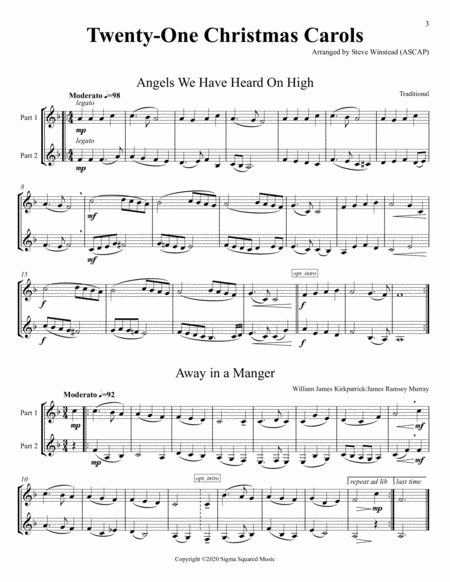 Twenty-One Christmas Carols for Flexible Brass Duet - F Horn image number null