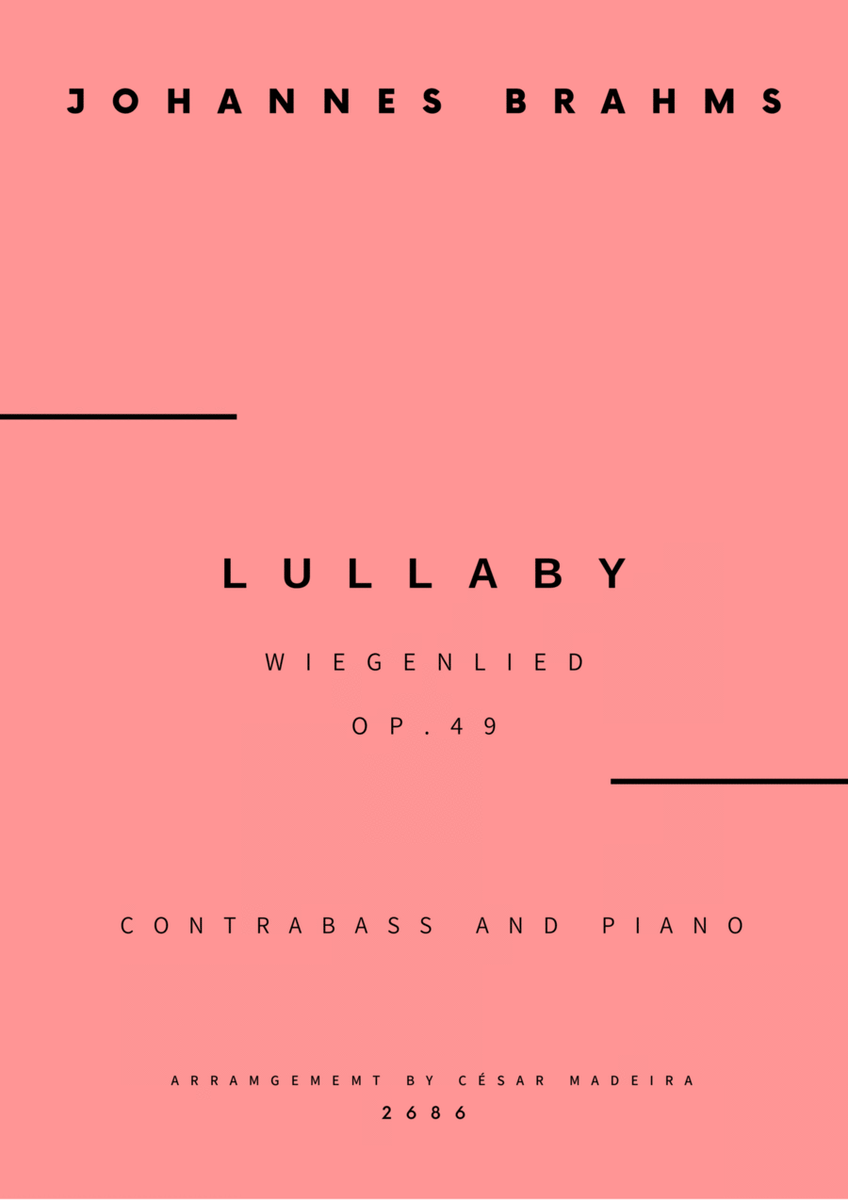Brahms' Lullaby - Contrabass and Piano (Full Score and Parts) image number null
