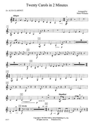 Book cover for Twenty Carols in 2 Minutes: E-flat Alto Clarinet