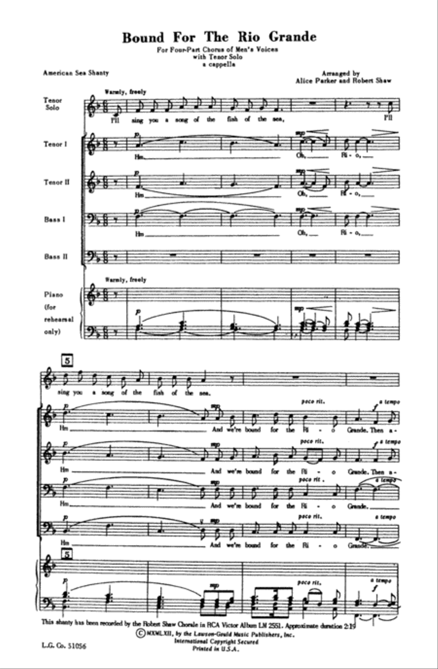 Bound for the Rio Grande Men's Choir scores gallery preview page 9