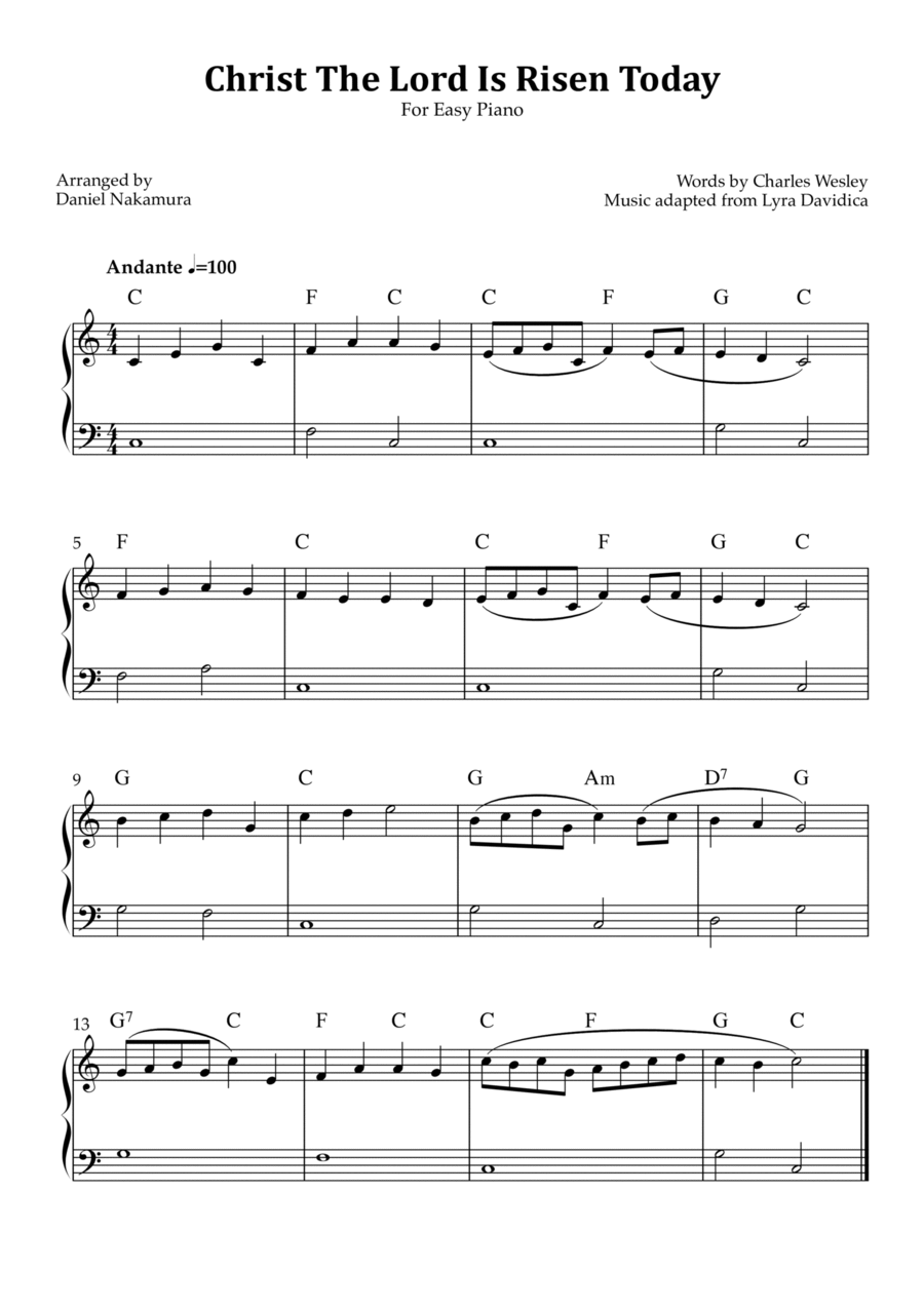 Christ The Lord Is Risen Today (Easy Piano) Easy Piano scores gallery preview page 1