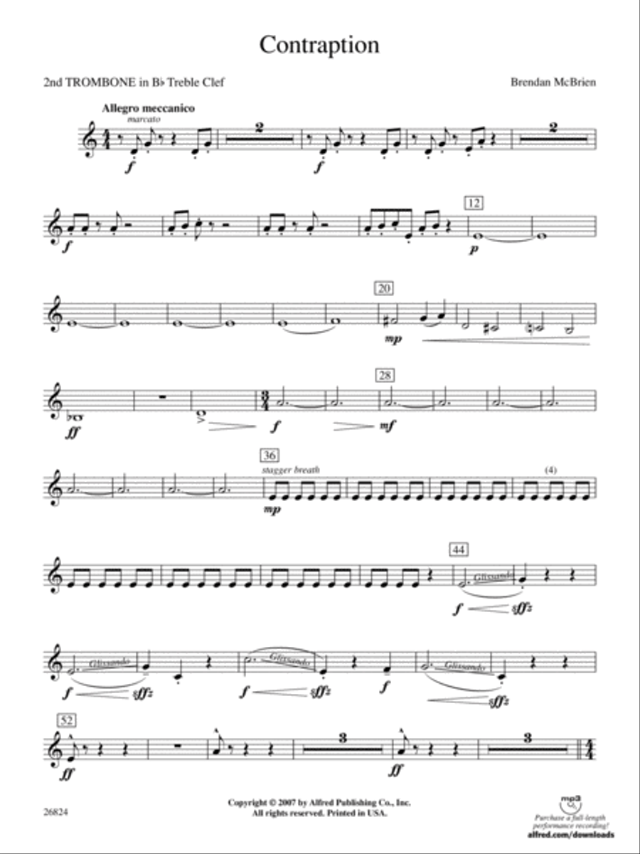 Contraption: (World Part) 2nd B-flat Trombone T.C. Concert Band scores gallery preview page 1