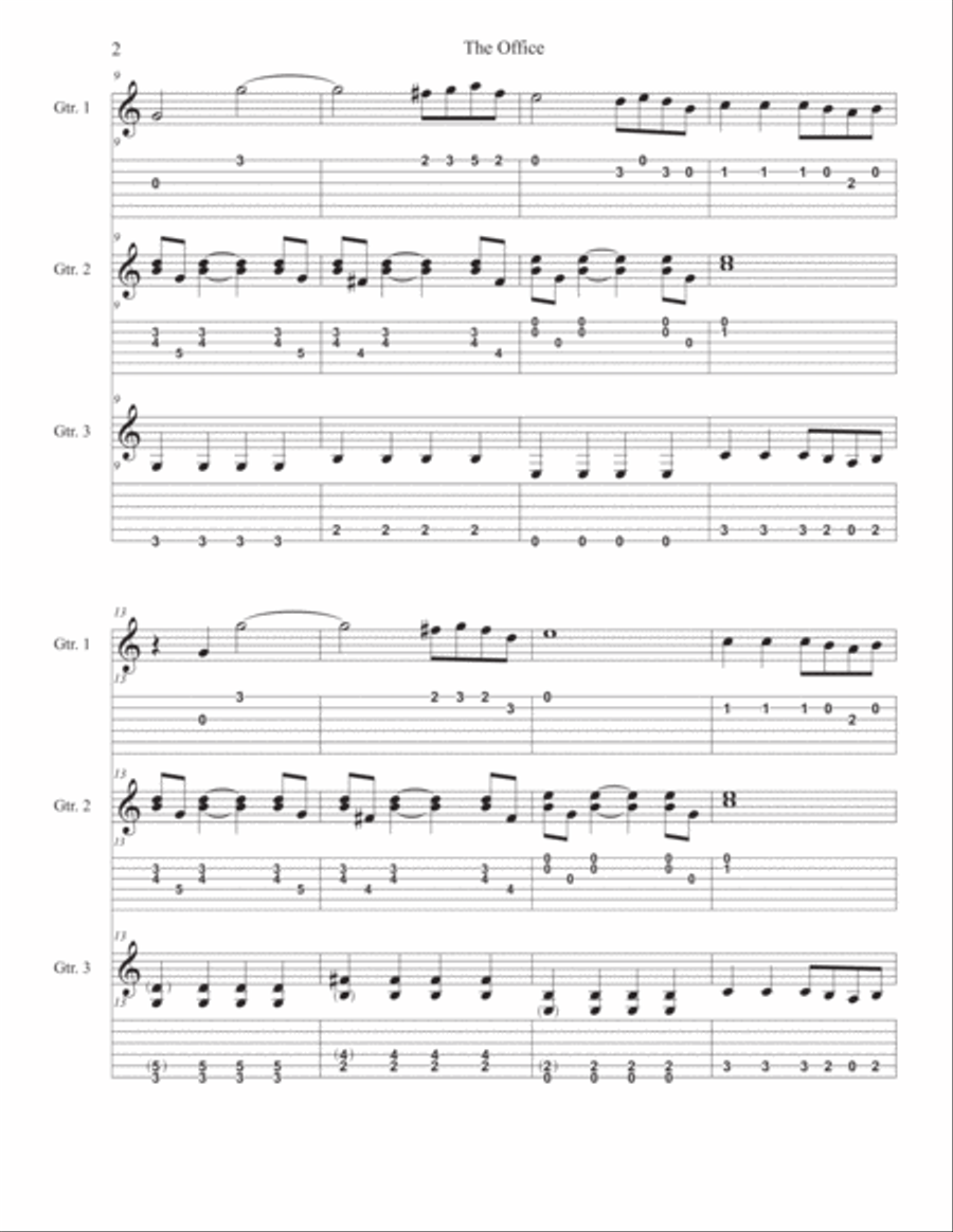 The Office - Theme Guitar Tablature scores gallery preview page 2