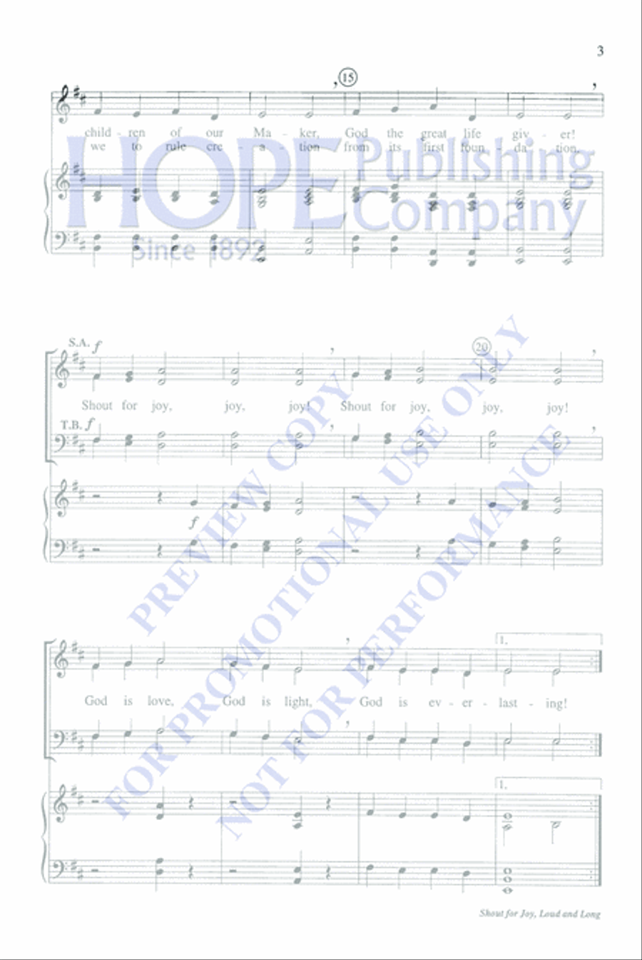 Shout for Joy, Loud and Long 4-Part scores gallery preview page 3