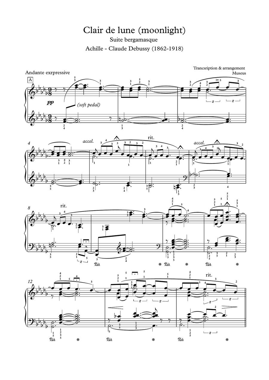 Clair de Lune Piano Solo scores gallery preview page 1