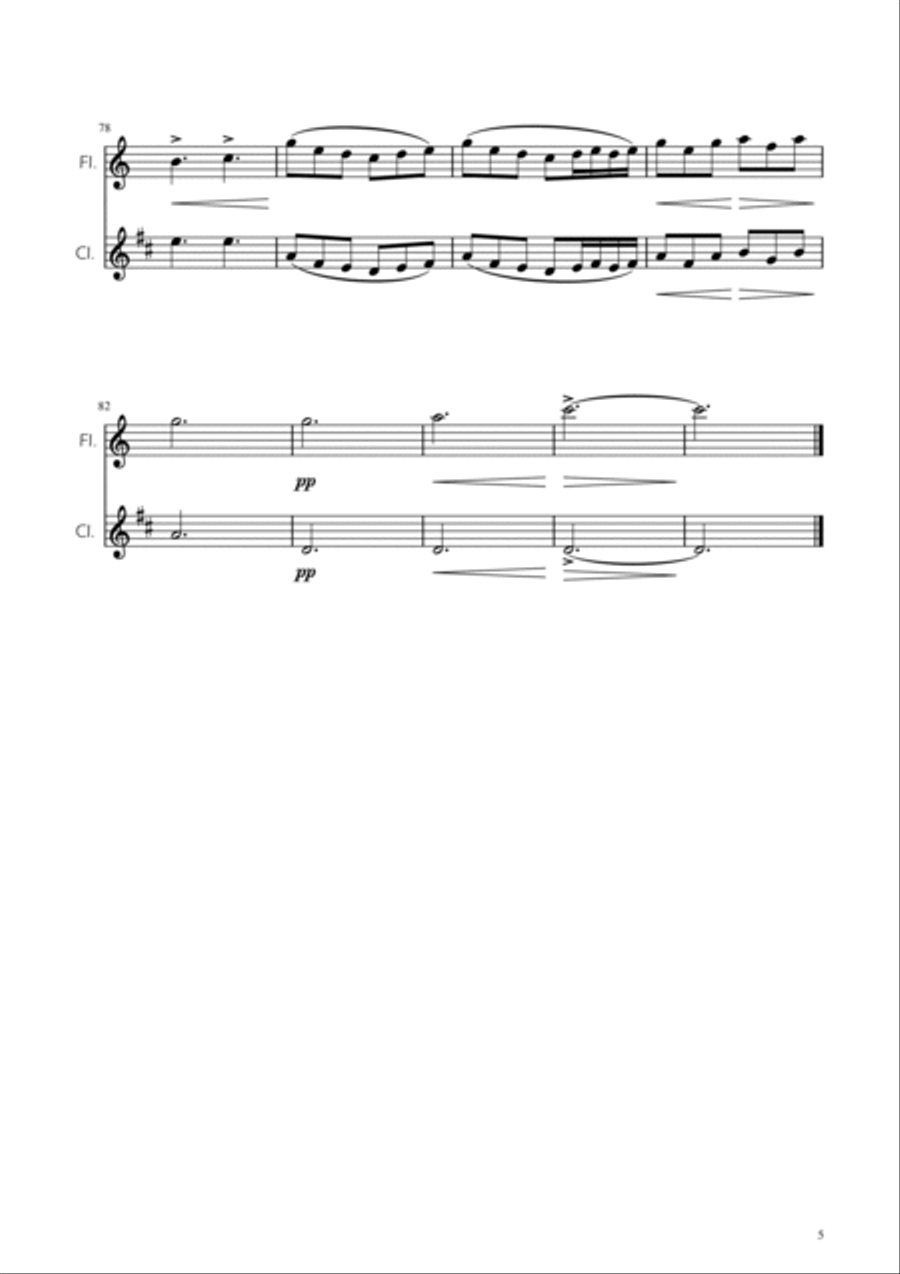 Morning Mood - Flute and Clarinet Duet Woodwind Duet scores gallery preview page 5