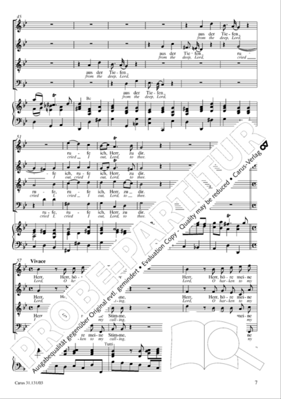 Form the deep, Lord, cried I, Lord, to Thee (Aus der Tiefe rufe ich, Herr, zu dir) 4-Part scores gallery preview page 8