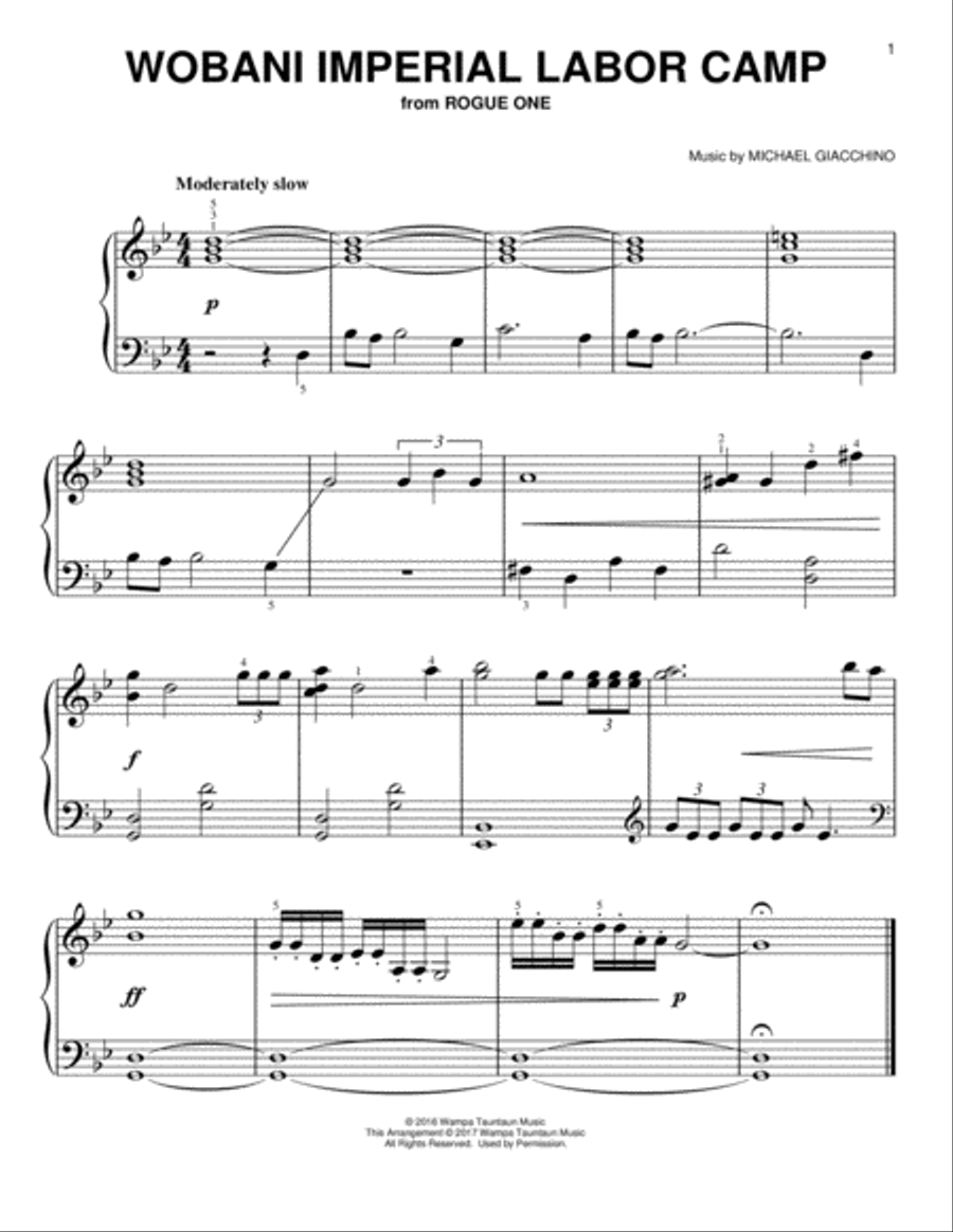 Wobani Imperial Labor Camp Easy Piano scores gallery preview page 1