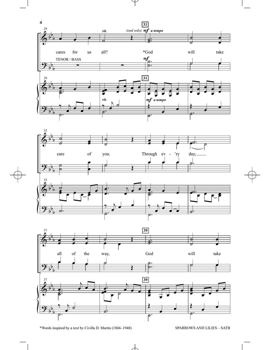 Sparrows And Lilies 4-Part scores gallery preview page 3