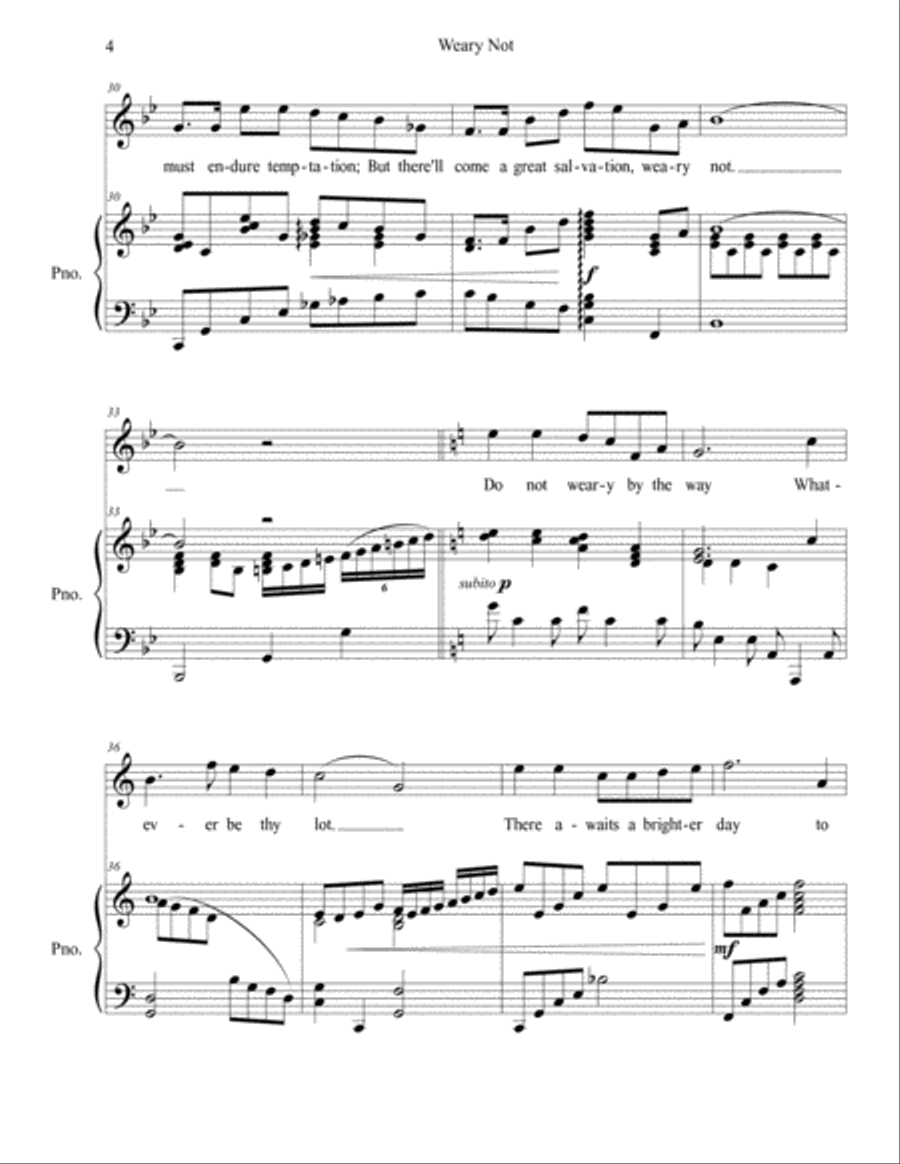 Weary Not - Sacred Solo for High Voice High Voice scores gallery preview page 4