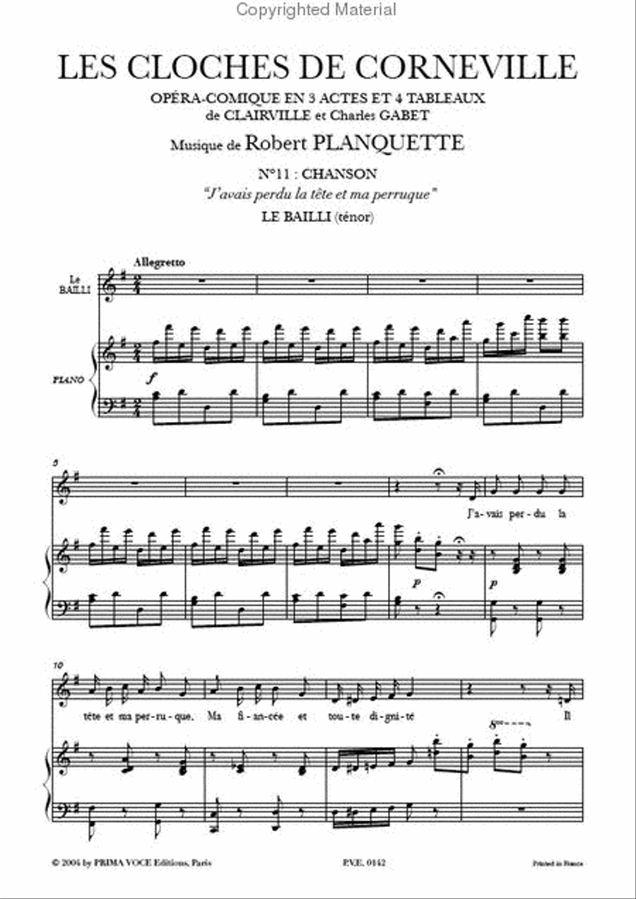 J'avais perdu la tete et ma perruque from Les Cloches de Corneville Tenor Voice scores gallery preview page 2
