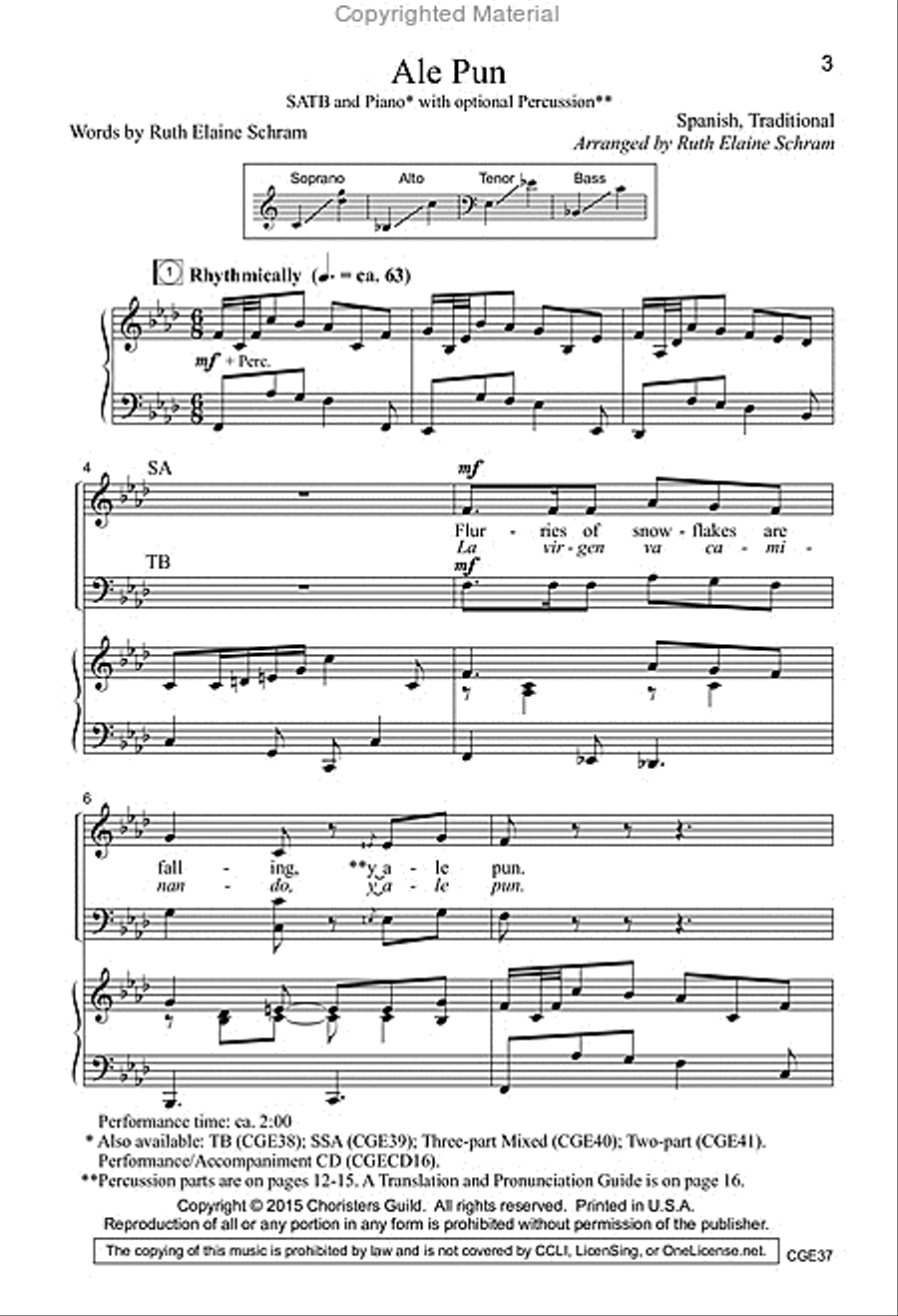 Ale Pun (SATB with Opt. Percussion) 4-Part scores gallery preview page 2