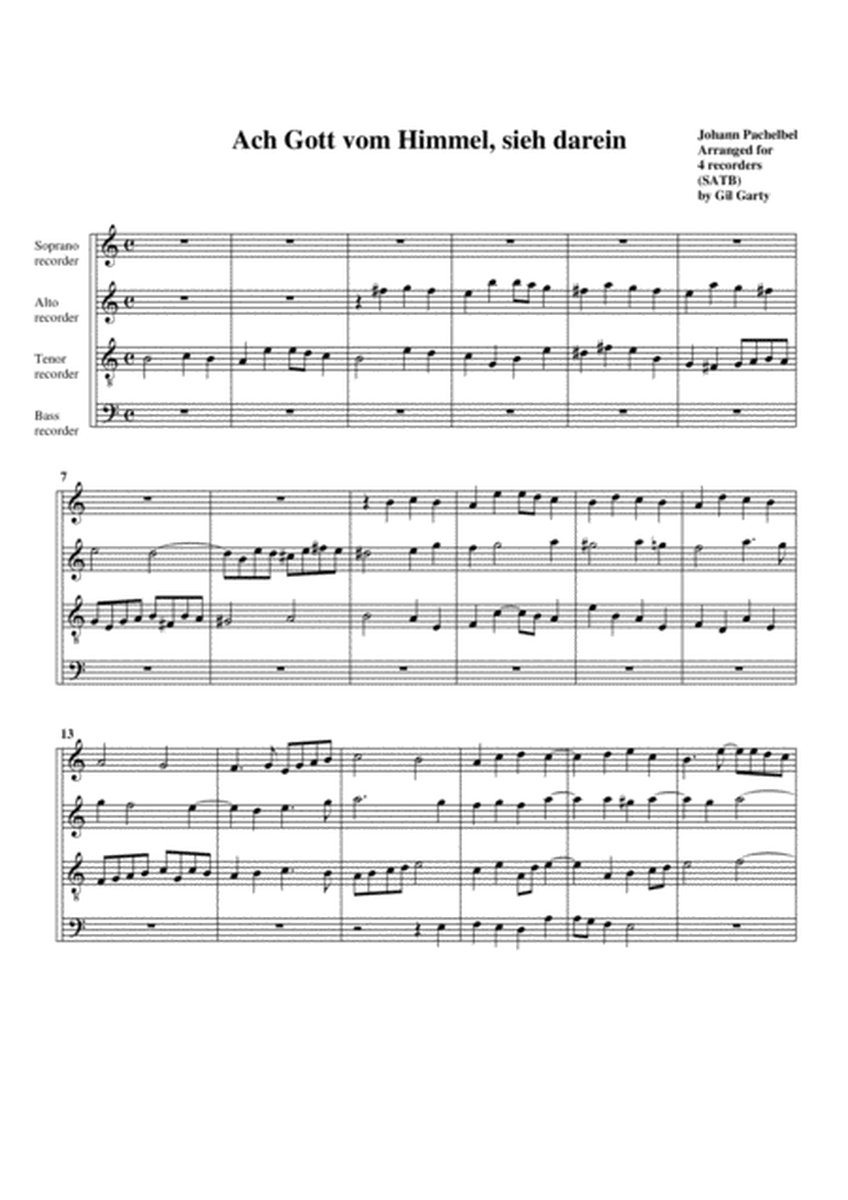 Ach Gott vom Himmel, sieh darein (no.1) (arrangement for 4 recorders)