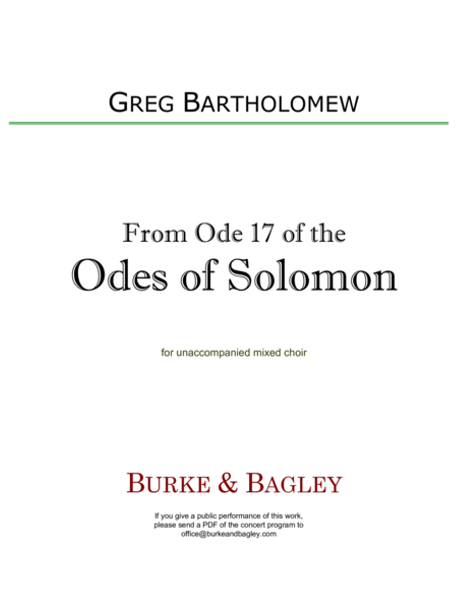 From Ode 17 of the Odes of Solomon 4-Part scores gallery preview page 1