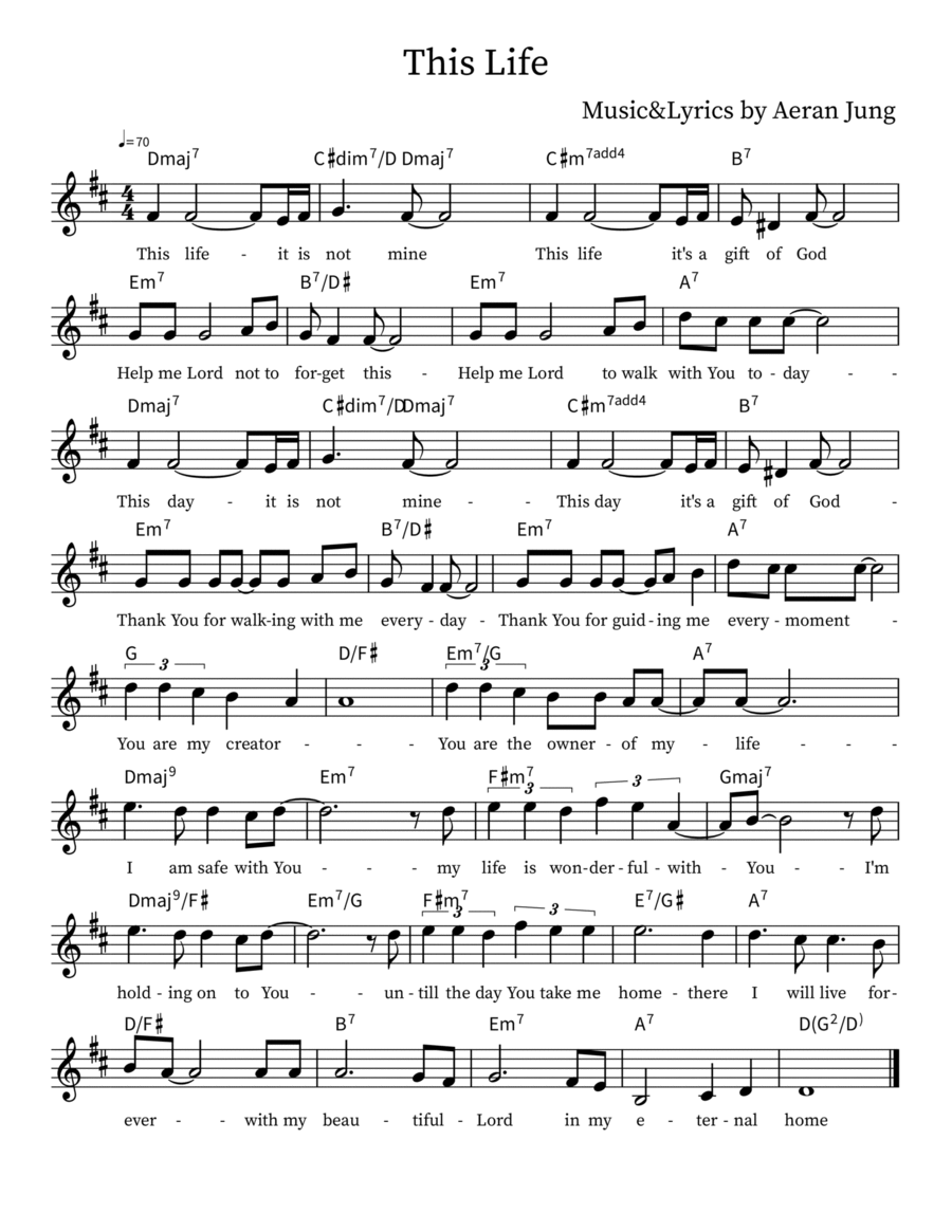 This Life This Life Piano scores gallery preview page 1