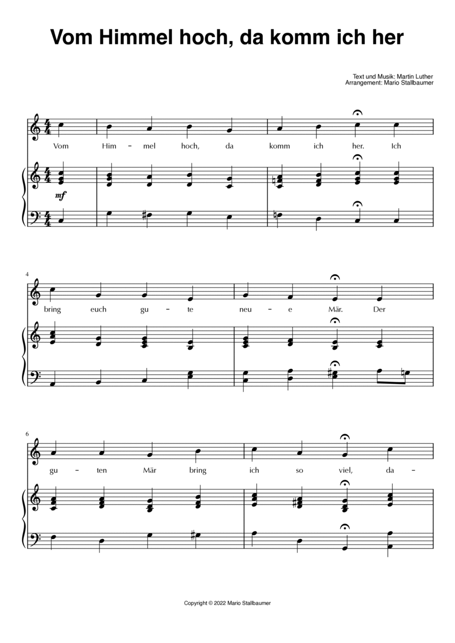 Vom Himmel hoch, da komm ich her Voice scores gallery preview page 1
