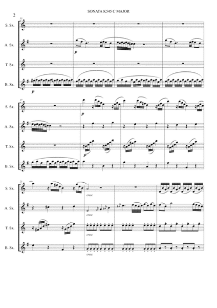 Piano sonata K545 for Saxophone quartet image number null