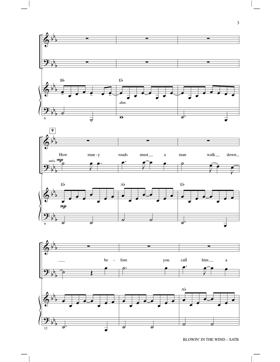 Blowin' In The Wind (arr. Mac Huff) 4-Part scores gallery preview page 2