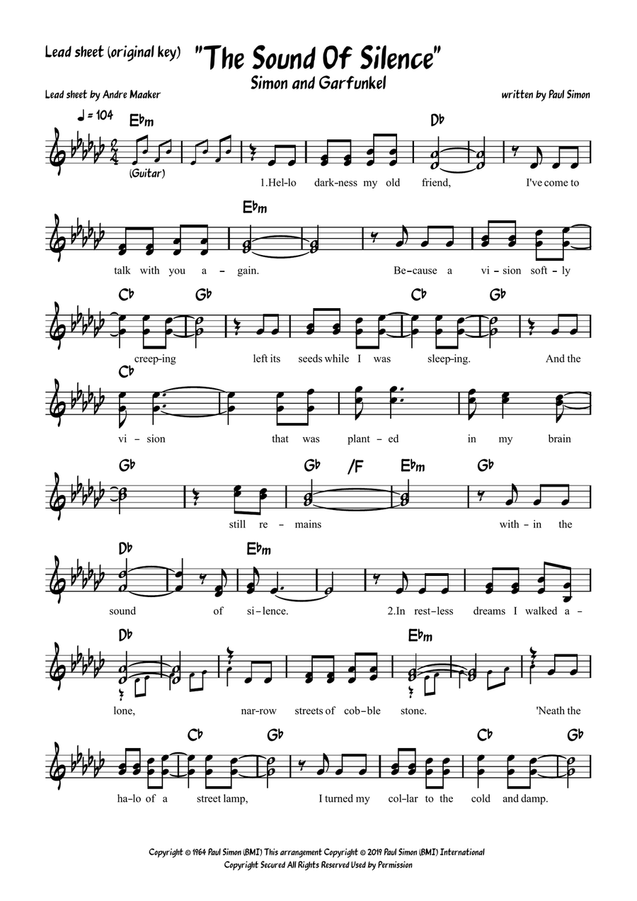 The Sound Of Silence Piano scores gallery preview page 1
