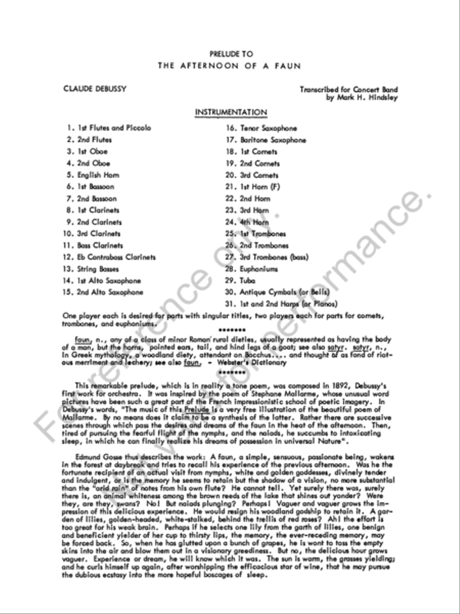 Prelude to the Afternoon of a Faun Concert Band scores gallery preview page 3