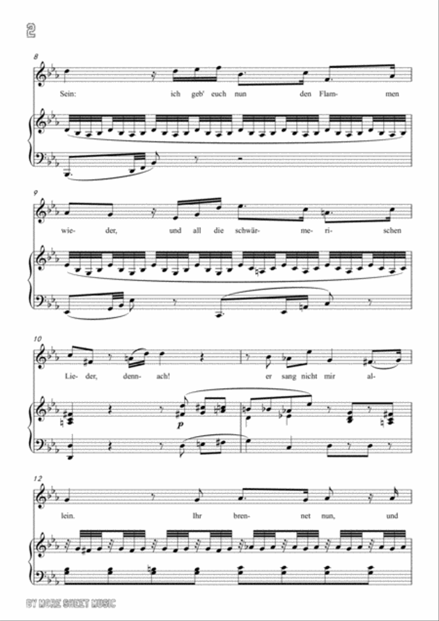 Mozart-Als Luise die Briefe ihres ungetreuen Liebhabers verbrannte in c minor,for Voice and Piano Voice Solo scores gallery preview page 4