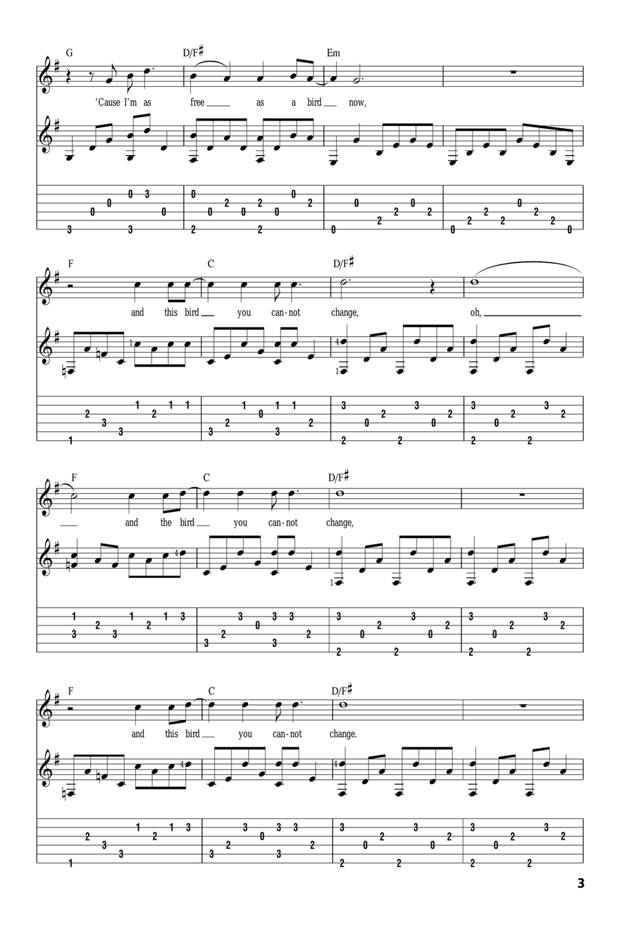 Free Bird Acoustic Guitar scores gallery preview page 3
