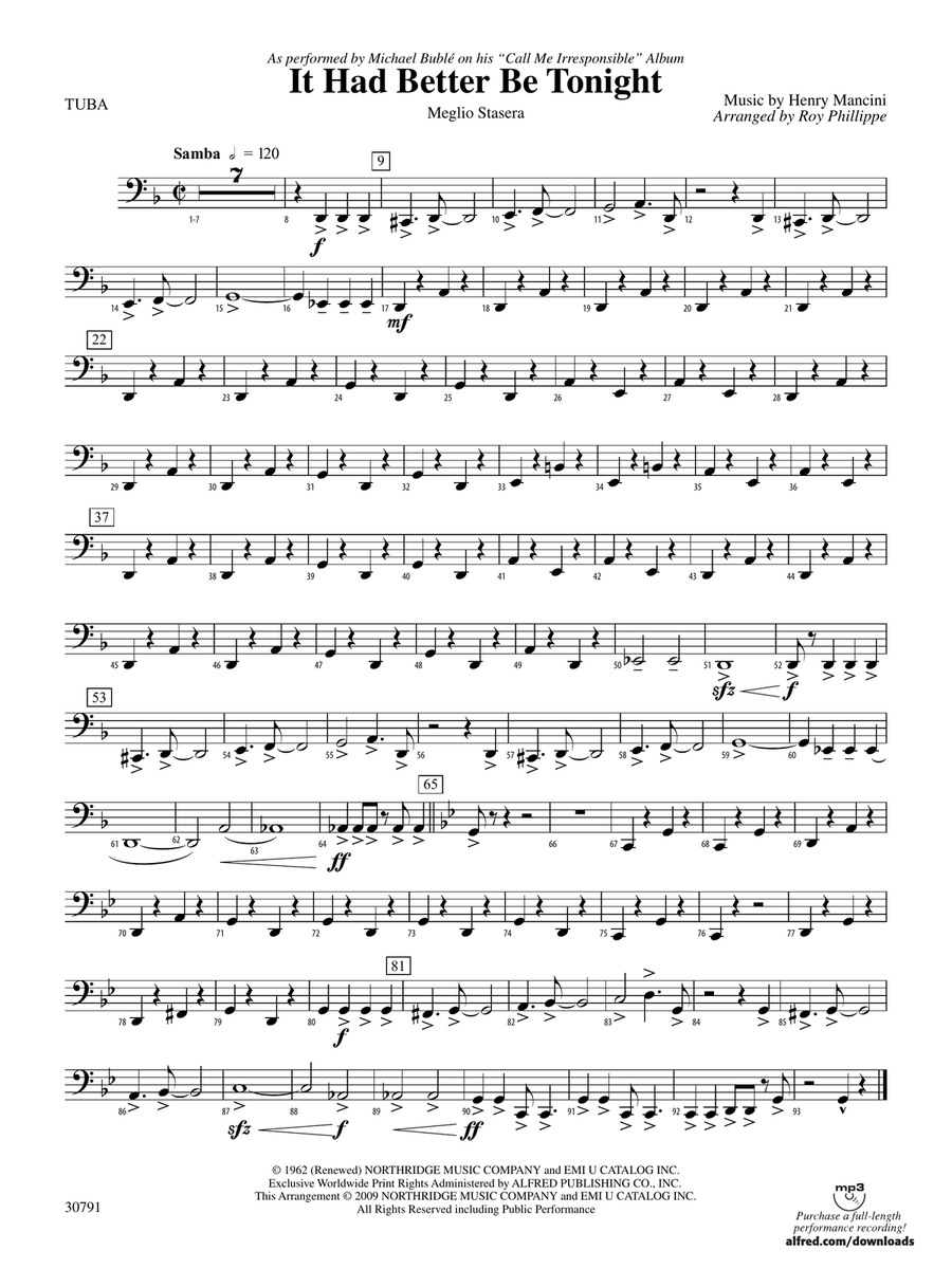 It Had Better Be Tonight (Meglio Stasera): Tuba
