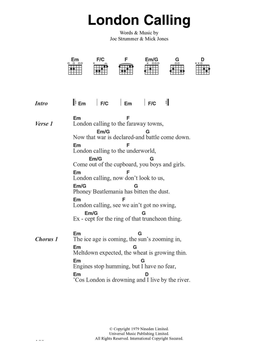 London Calling Acoustic Guitar scores gallery preview page 1