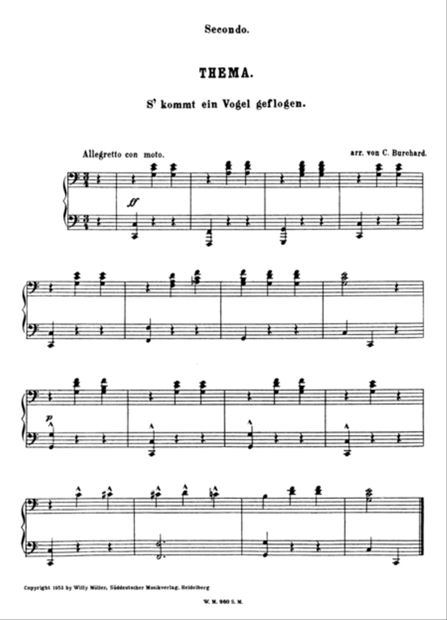 s kommt ein Vogel geflogen Piano Duet scores gallery preview page 2