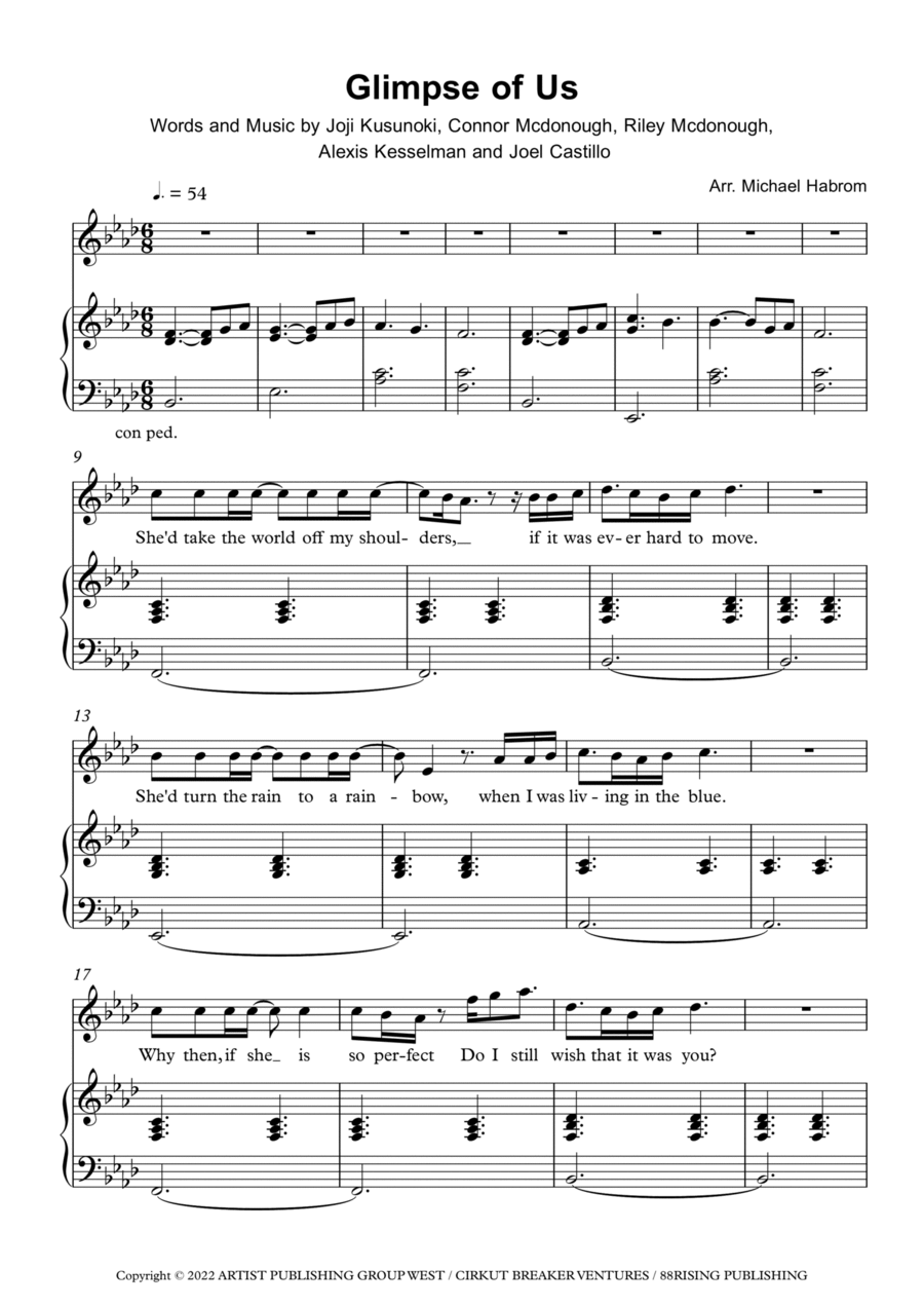 Glimpse Of Us Violin Solo scores gallery preview page 1