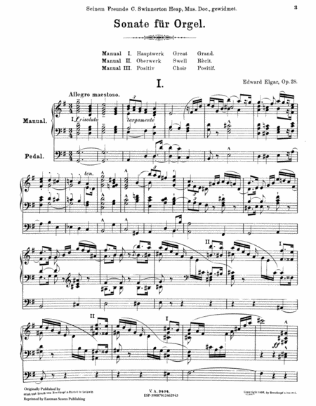 Sonate, G Dur, fur Orgel = Sonata, G major, for organ, op. 28