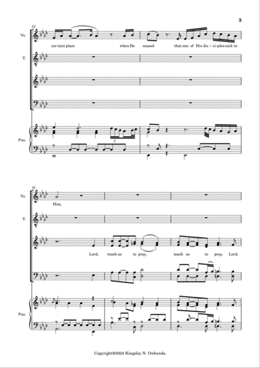 Teach us to Pray 4-Part scores gallery preview page 3