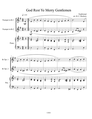 God Rest Ye Merry Gentlemen (Violin Duet) with optional piano accompaniment