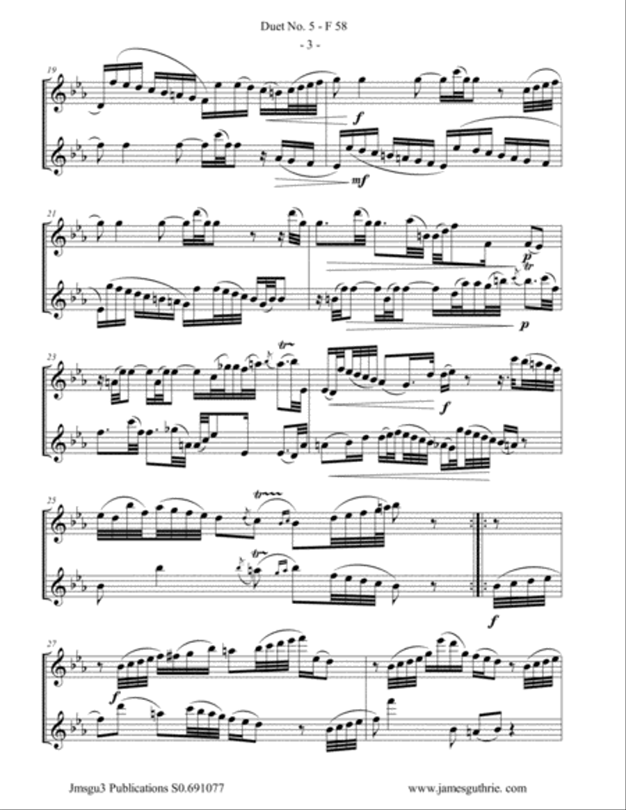 WF Bach: Duet No. 5 for Flute Duo Flute Duet scores gallery preview page 3