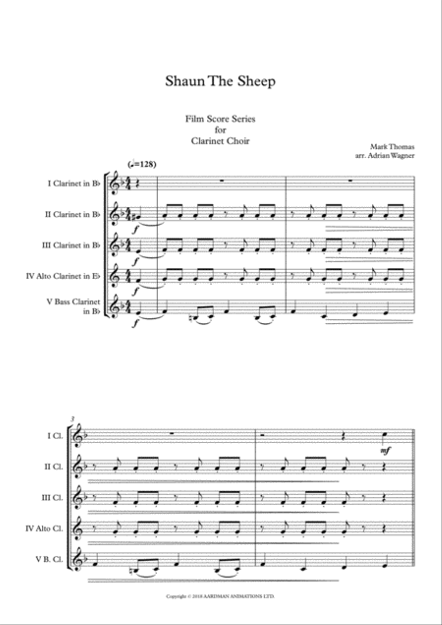 Shaun The Sheep Clarinet Choir scores gallery preview page 3