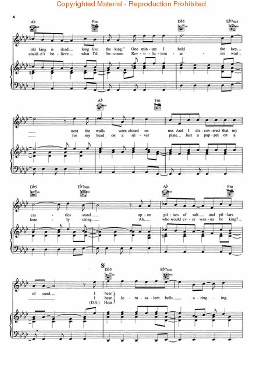 Viva La Vida Piano, Vocal, Guitar scores gallery preview page 3