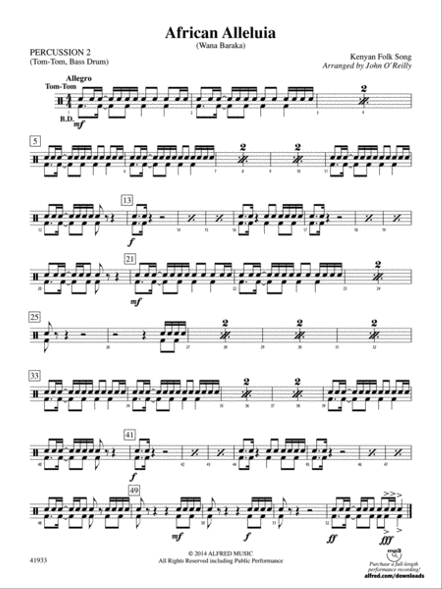 African Alleluia: 2nd Percussion Concert Band scores gallery preview page 1