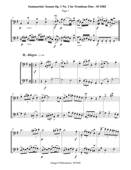 Sammartini: Sonata Op. 1 No. 1 for Trombone Duo image number null