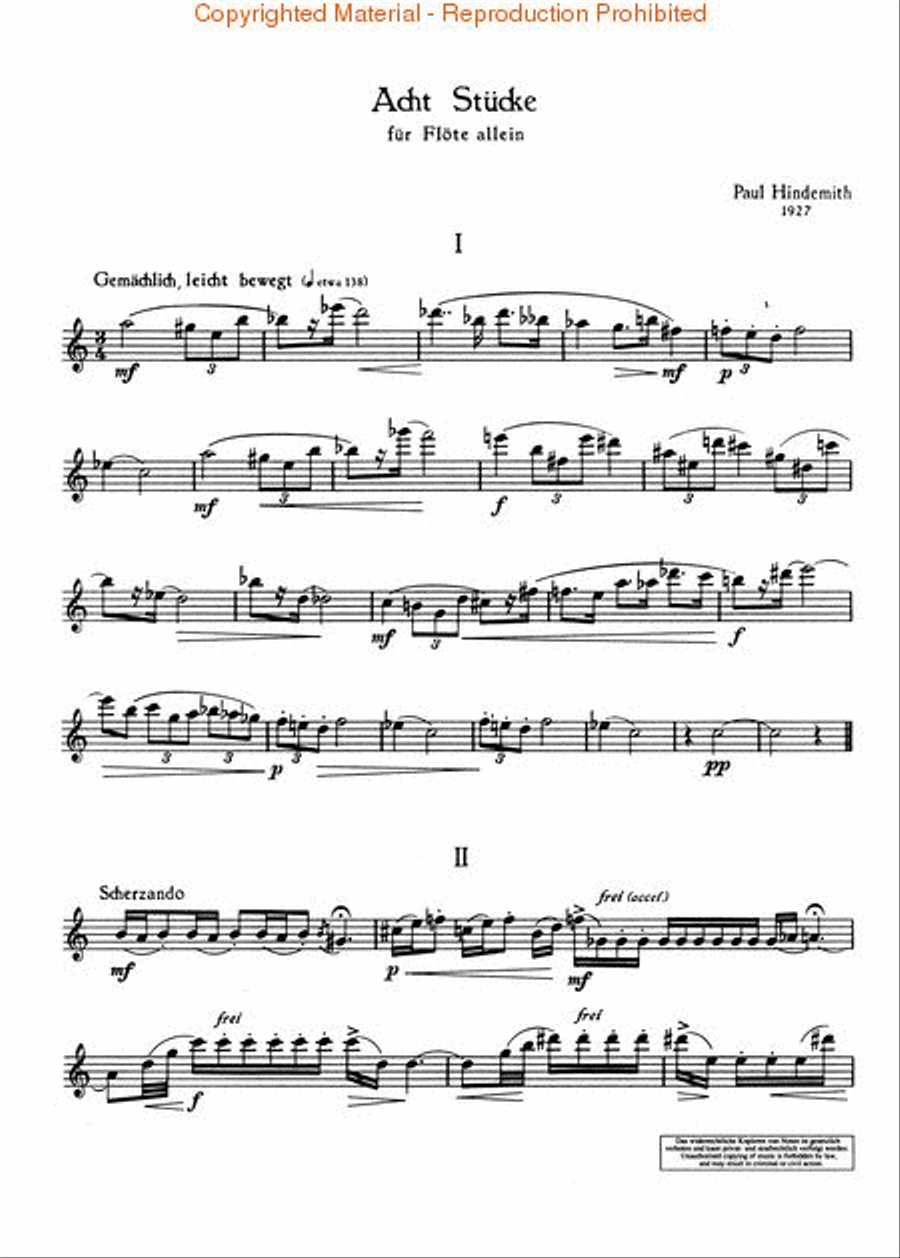 8 Pieces for Flute (1927) Flute Solo scores gallery preview page 2