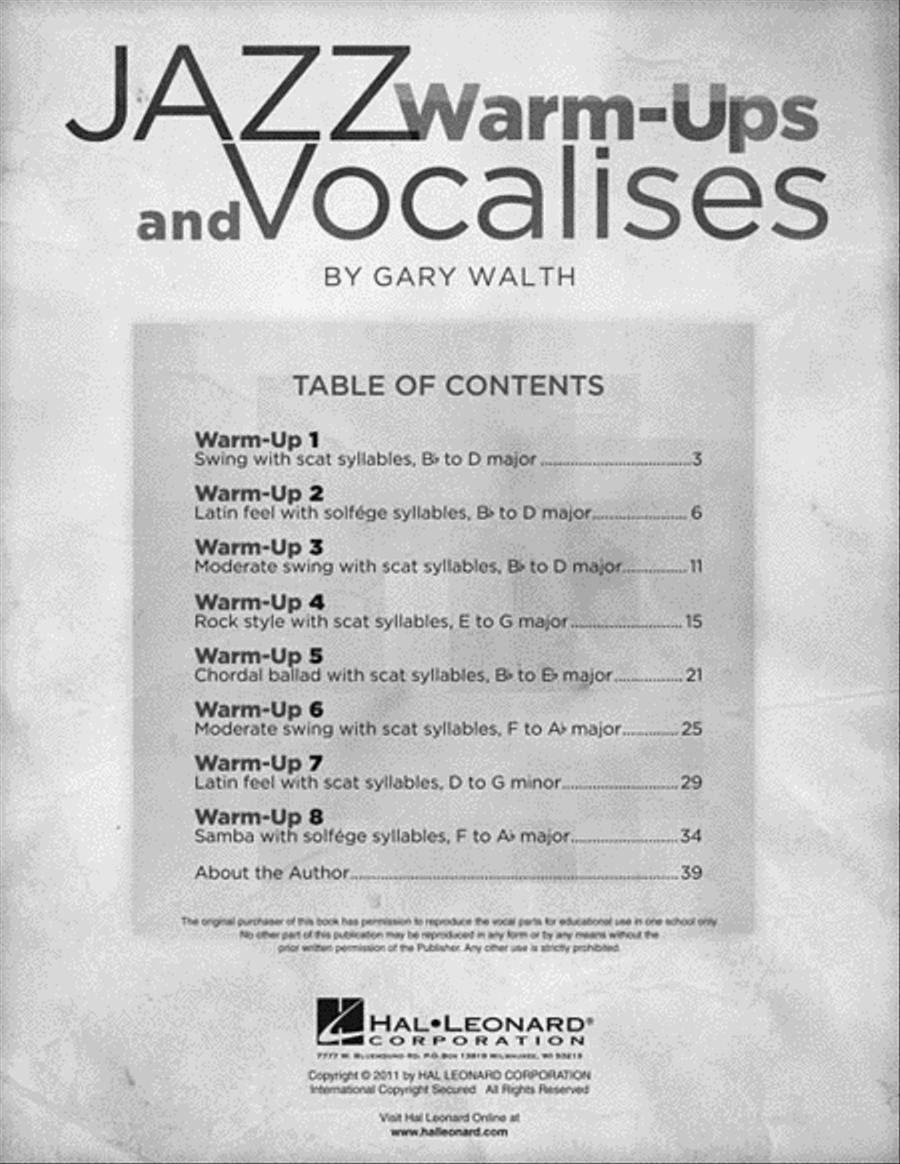 Jazz Warm-ups and Vocalises Vocal Jazz Ensemble scores gallery preview page 2
