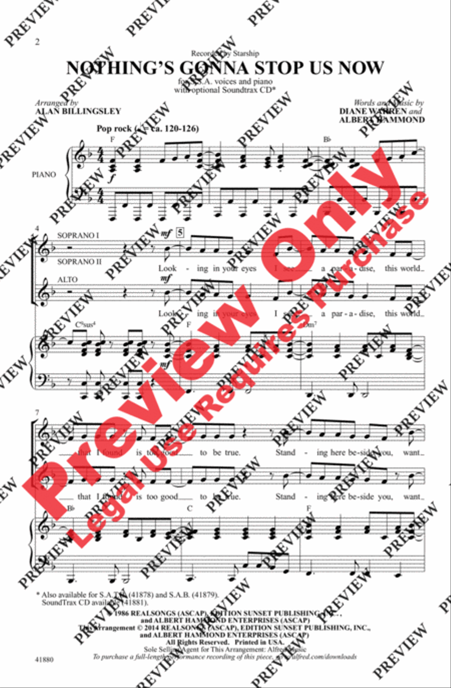 Nothing's Gonna Stop Us Now Women's Choir scores gallery preview page 2