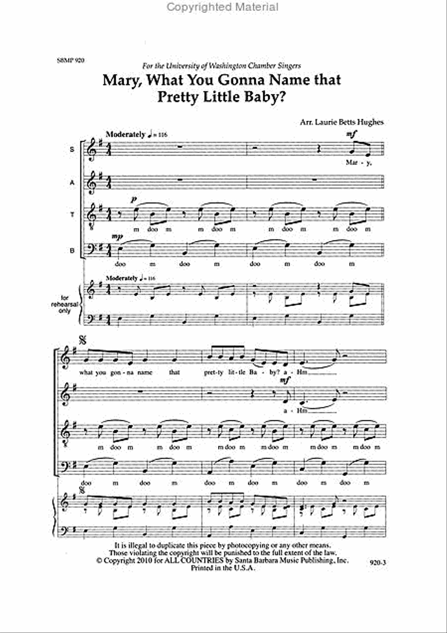 Mary, What You Gonna Name that Pretty Little Baby? - SATB Octavo image number null